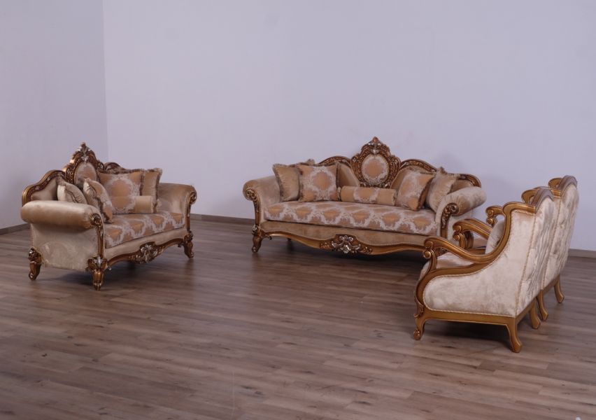 European Furniture - Raffaello Sofa in Beige & Gold - 41026-S - GreatFurnitureDeal