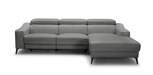 VIG Furniture - Modrest Rampart Modern L-Shape RAF Grey Leather Sectional Sofa with 1 Recliner - VGKM-5325-RAF-GRY-SECT - GreatFurnitureDeal