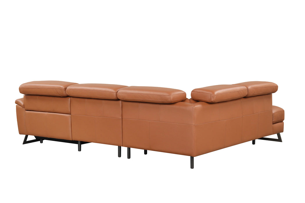 ESF Furniture - Gea Left Sectional w/ Recliner in Cognac - GEA-SEC