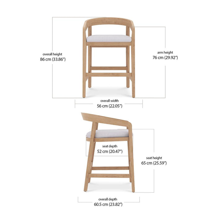 Bramble - Raleigh Counter Stool w/ Seat Cushion - Outdoor Teak - 40117T3U05QDF--- - GreatFurnitureDeal