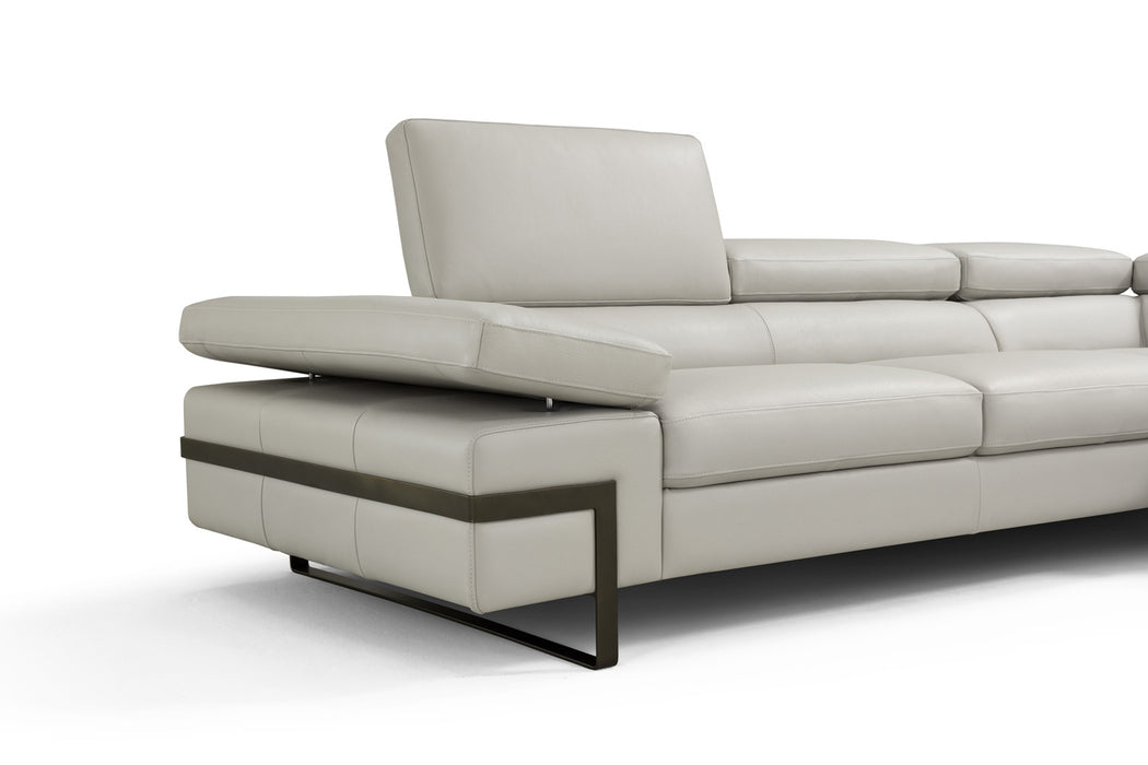 J&M Furniture - Rimini Italian Leather LHF Sectional Sofa in Light Grey (I867) - 17774-LHF
