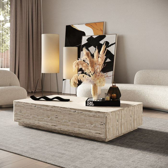 VIG Furniture - Nova Domus Roma Modern Travertine Rectangular Coffee Table - VGAN-ROMA-CT - GreatFurnitureDeal