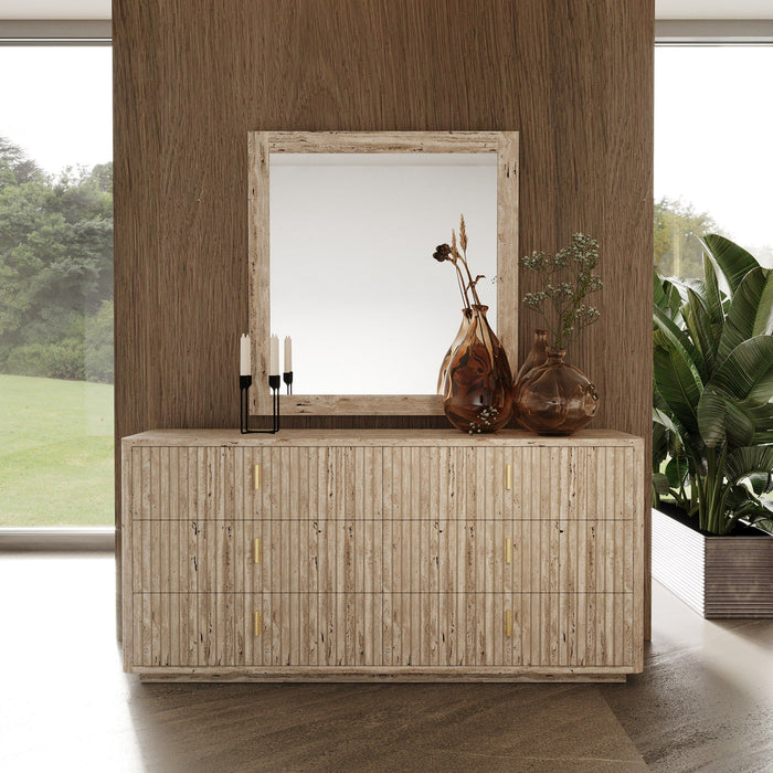 VIG Furniture - Nova Domus Roma - Modern Travertine + Gold Mirror - VGAN-ROMA-MIR