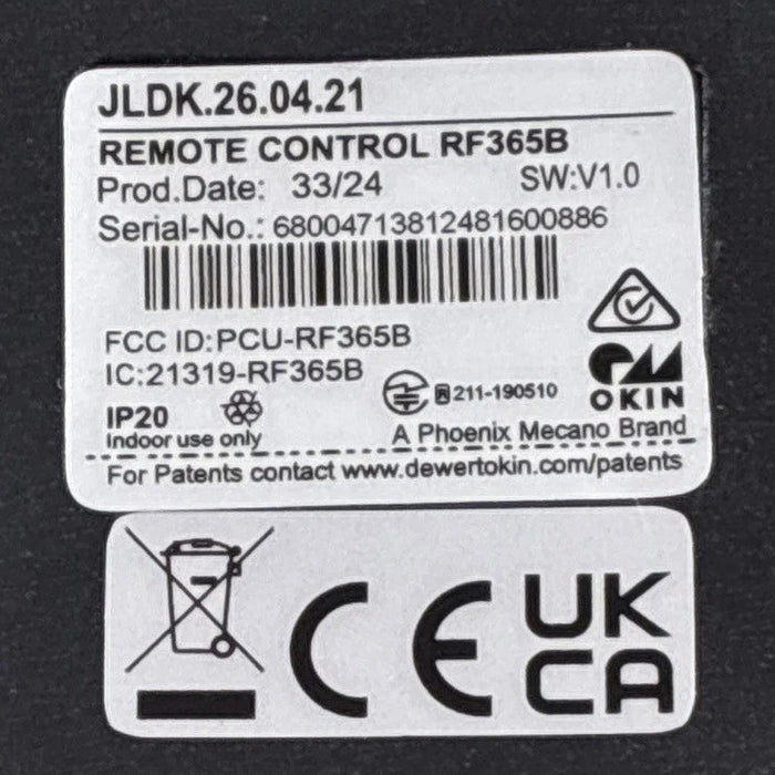Adjustable Base Replacement Remote For Ergomotion Serta Beautyrest Sleepmaker BaseLogic& Others -RF365B