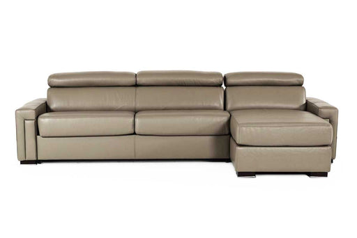 VIG Furniture - Estro Salotti Sacha Modern Stone Grey Leather Reversible Sectional Sofa Bed with Storage - VGNT-SACHA-ST - GreatFurnitureDeal