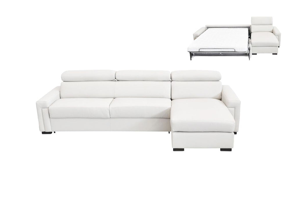 VIG Furniture - Estro Salotti Sacha Modern White Leather Reversible Sectional Sofa Bed with Storage - VGNT-SACHA-E3018-W