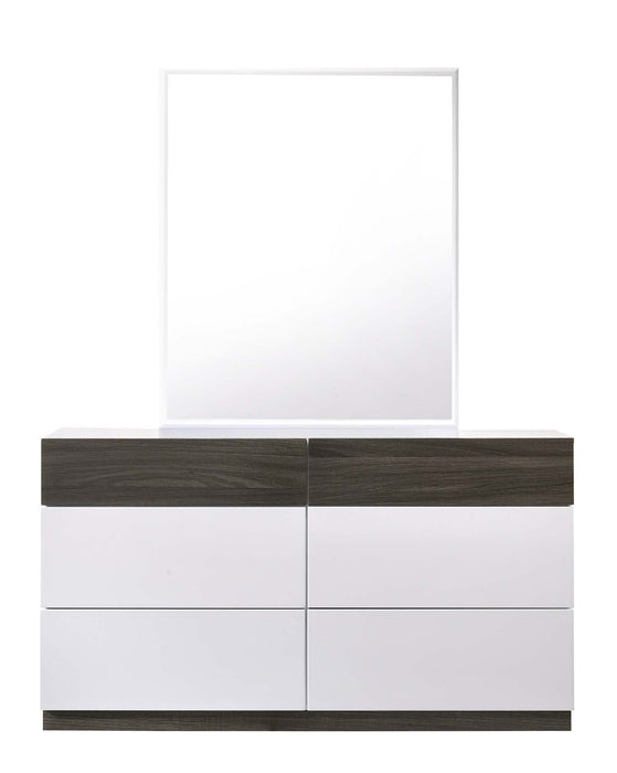 J&M Furniture - The Sanremo A Walnut and White Lacquer Drawer Dresser and Mirror - 180231-DR+M-WALNUT-WHITE