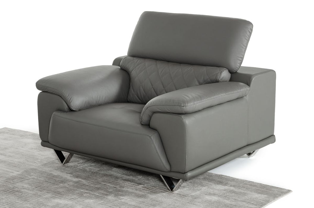 VIG Furniture - Divani Casa Wolford Modern Grey Leather Chair - VGBNSBL-9210-GRY-CH