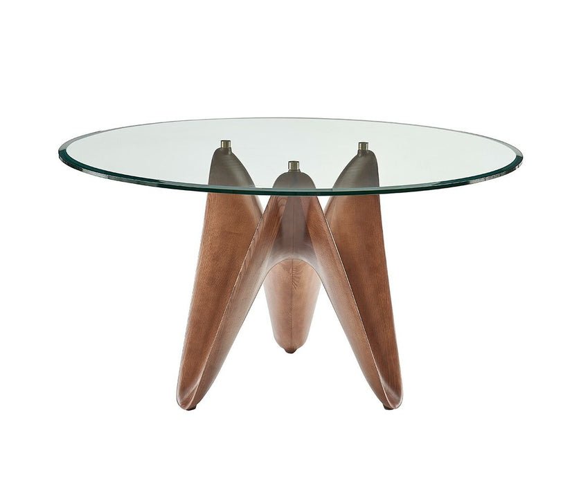 VIG Furniture - Modrest Seguin Round Glass Walnut Dining Table - VGCSRT-20045-BRN-DT