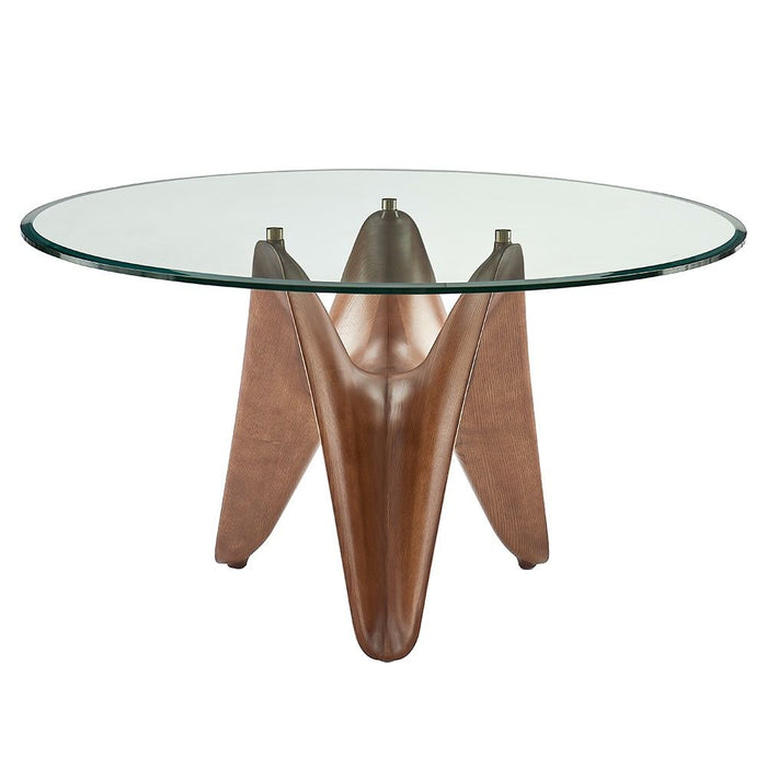 VIG Furniture - Modrest Seguin Round Glass Walnut Dining Table - VGCSRT-20045-BRN-DT - GreatFurnitureDeal