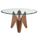 VIG Furniture - Modrest Seguin Round Glass Walnut Dining Table - VGCSRT-20045-BRN-DT - GreatFurnitureDeal