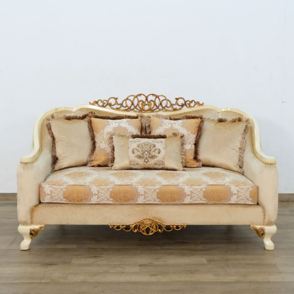 European Furniture - Angelica Loveseat in Beige and Gold - 45352-L - GreatFurnitureDeal