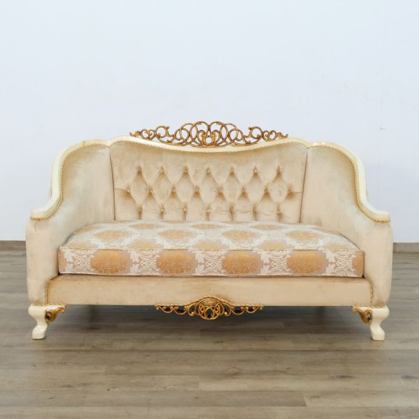 European Furniture - Angelica Loveseat in Beige and Gold - 45352-L - GreatFurnitureDeal