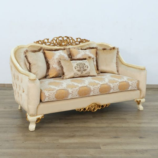 European Furniture - Angelica Loveseat in Beige and Gold - 45352-L - GreatFurnitureDeal