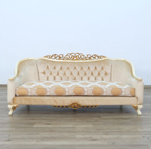 European Furniture - Angelica Sofa in Beige and Gold - 45352-S - GreatFurnitureDeal