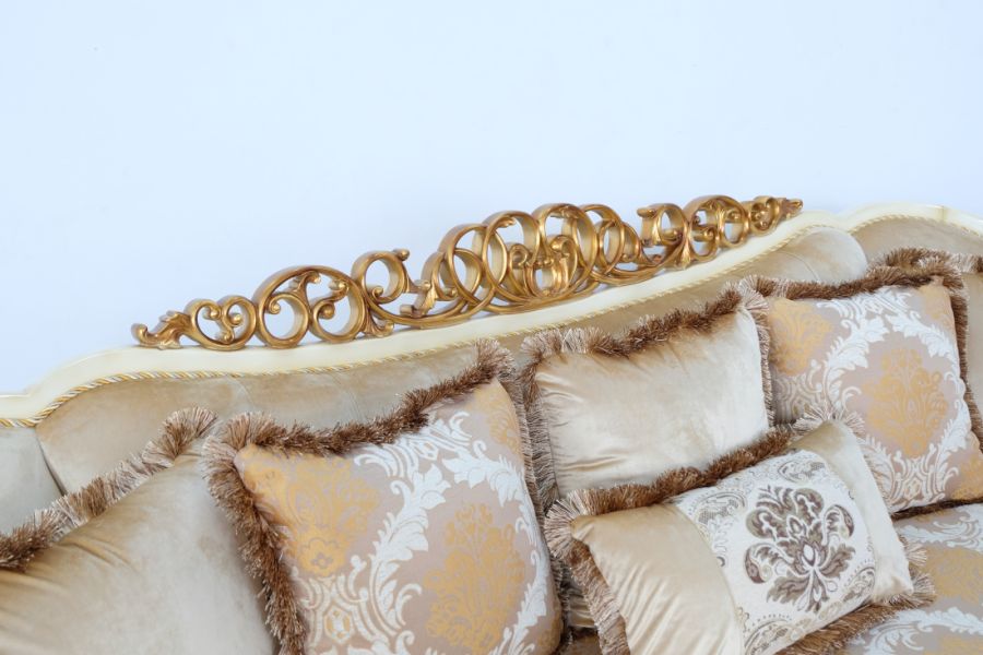 European Furniture - Angelica Sofa in Beige and Gold - 45352-S - GreatFurnitureDeal