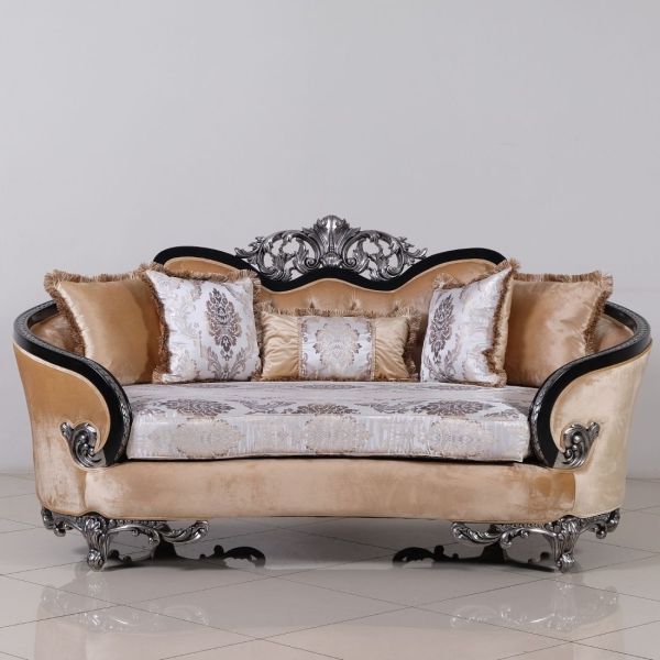 European Furniture - Rosabella Loveseat - Black - Silver - 35022-L - GreatFurnitureDeal
