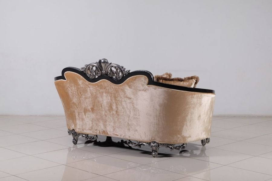 European Furniture - Rosabella Loveseat - Black - Silver - 35022-L - GreatFurnitureDeal