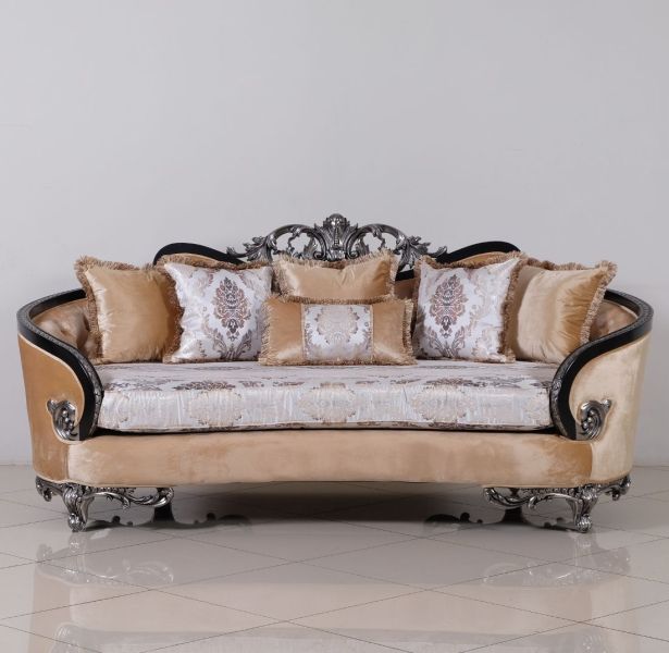 European Furniture - Rosabella Sofa - Black - Silver - 35022-S - GreatFurnitureDeal