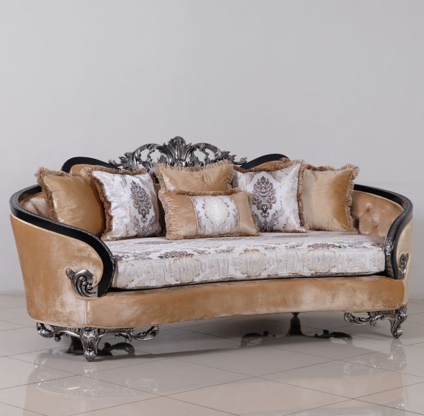 European Furniture - Rosabella Sofa - Black - Silver - 35022-S - GreatFurnitureDeal