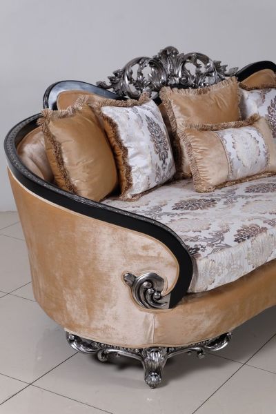 European Furniture - Rosabella Sofa - Black - Silver - 35022-S - GreatFurnitureDeal