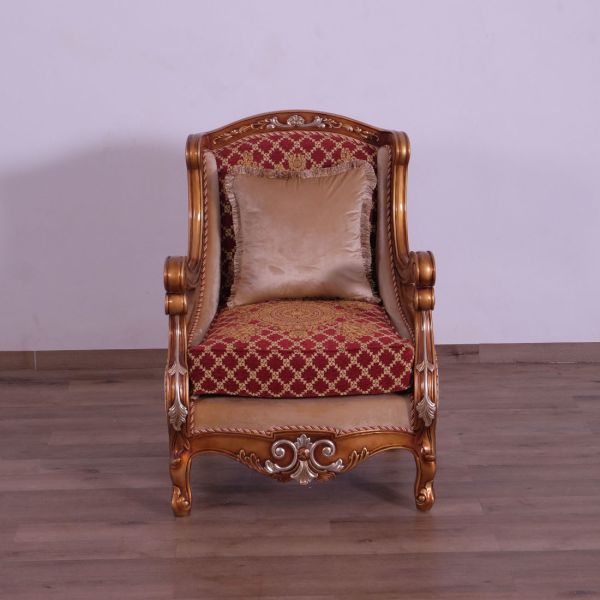 European Furniture - Raffaello III Luxury Chair in Antique Brown & Light Gold & Silver - 41022-C - GreatFurnitureDeal