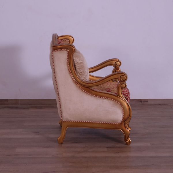 European Furniture - Raffaello III Luxury Chair in Antique Brown & Light Gold & Silver - 41022-C - GreatFurnitureDeal