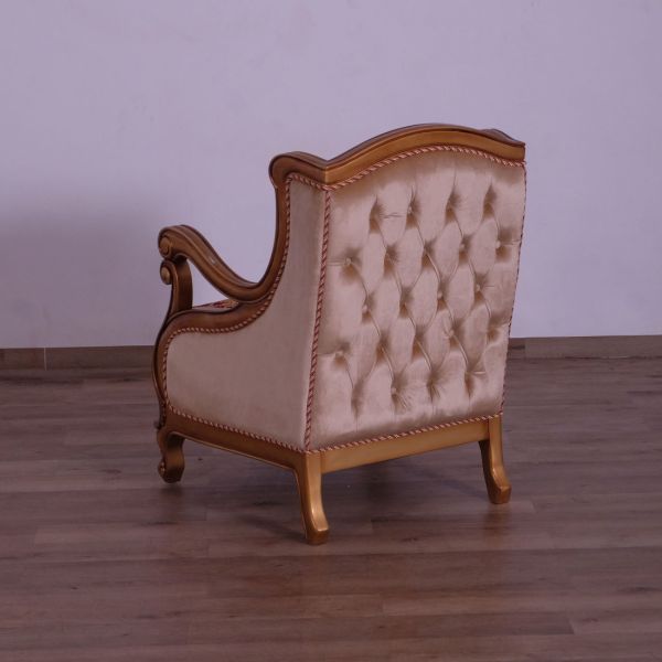 European Furniture - Raffaello III Luxury Chair in Antique Brown & Light Gold & Silver - 41022-C - GreatFurnitureDeal