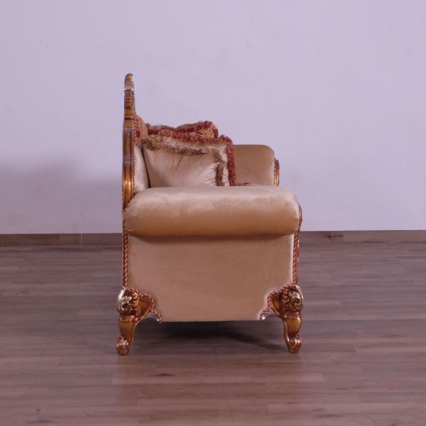European Furniture - Raffaello III Luxury Loveseat in Antique Brown & Gold & Silver - 41022-L - GreatFurnitureDeal