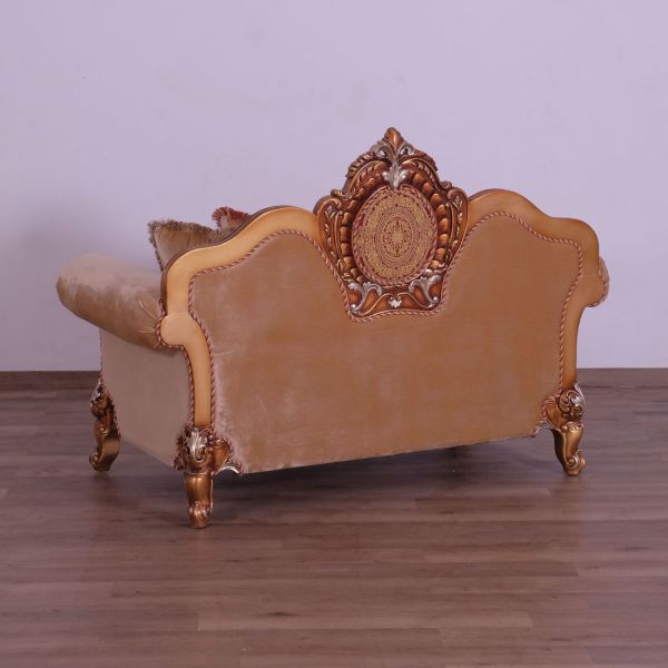 European Furniture - Raffaello III Luxury Loveseat in Antique Brown & Gold & Silver - 41022-L - GreatFurnitureDeal
