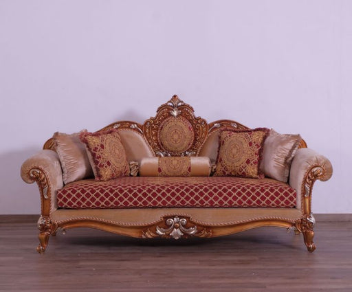 European Furniture - Raffaello III Luxury Sofa in Antique Brown & Gold-Silver Leaf - 41022-S - GreatFurnitureDeal