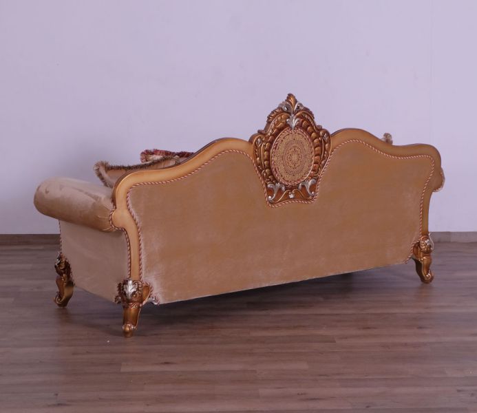 European Furniture - Raffaello III Luxury Sofa in Antique Brown & Gold-Silver Leaf - 41022-S - GreatFurnitureDeal