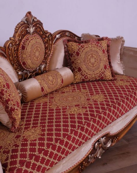 European Furniture - Raffaello III Luxury Sofa in Antique Brown & Gold-Silver Leaf - 41022-S - GreatFurnitureDeal