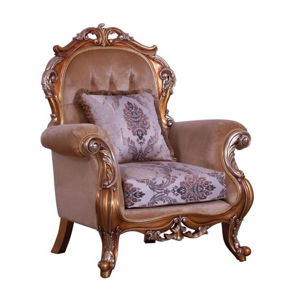 European Furniture - Tiziano II Luxury Chair in Light Gold & Antique Silver - 38996-C - GreatFurnitureDeal