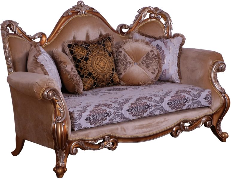 European Furniture - Tiziano II Luxury Loveseat in Light Gold & Antique Silver - 38996-L - GreatFurnitureDeal