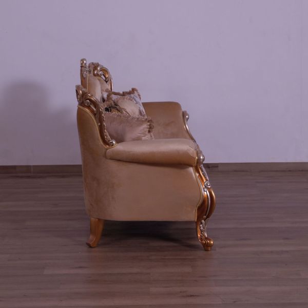 European Furniture - Tiziano II Luxury Loveseat in Light Gold & Antique Silver - 38996-L - GreatFurnitureDeal