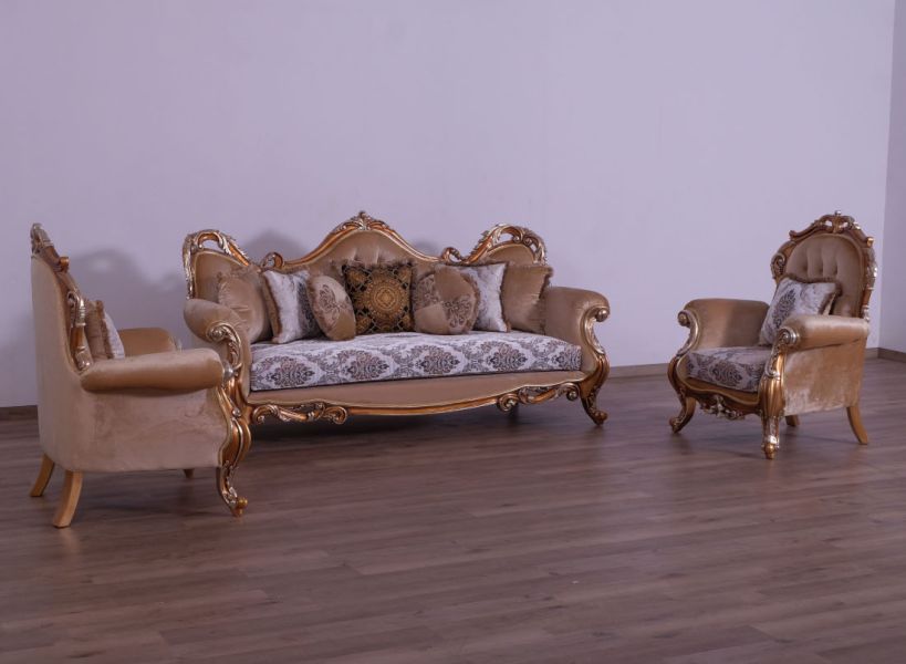 European Furniture - Tiziano II Luxury Loveseat in Light Gold & Antique Silver - 38996-L - GreatFurnitureDeal