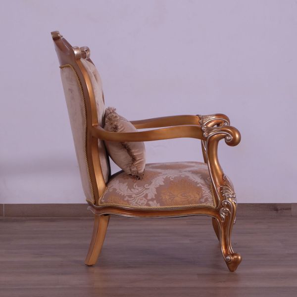 European Furniture - Augustus Luxury Chair in Light Gold & Antique Silver - 37057-C - GreatFurnitureDeal