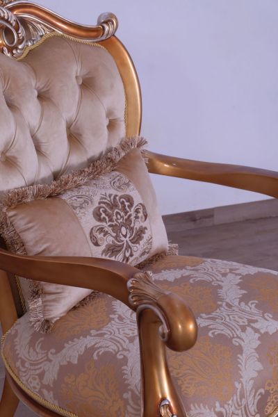 European Furniture - Augustus Luxury Chair in Light Gold & Antique Silver - 37057-C - GreatFurnitureDeal
