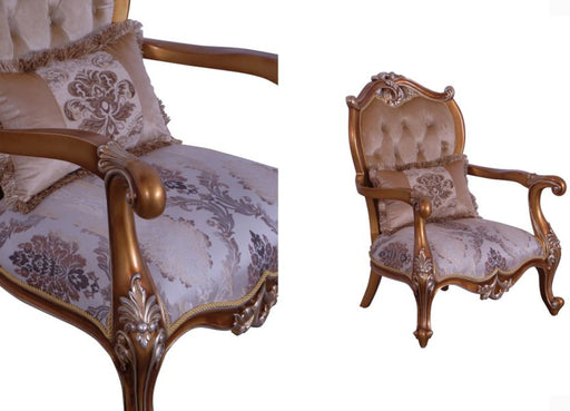 European Furniture - Augustus II Luxury Chair in Light Gold & Antique Silver - 37059-C - GreatFurnitureDeal