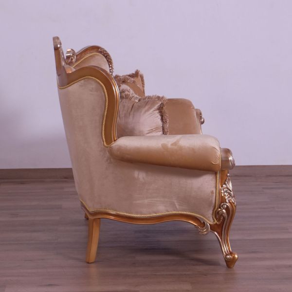 European Furniture - Augustus Luxury Loveseat in Light Gold & Antique Silver - 37057-L - GreatFurnitureDeal