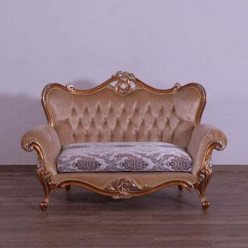 European Furniture - Augustus II Luxury Loveseat in Light Gold & Antique Silver - 37059-L - GreatFurnitureDeal