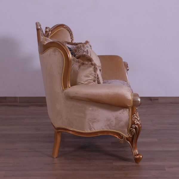 European Furniture - Augustus II Luxury Loveseat in Light Gold & Antique Silver - 37059-L - GreatFurnitureDeal