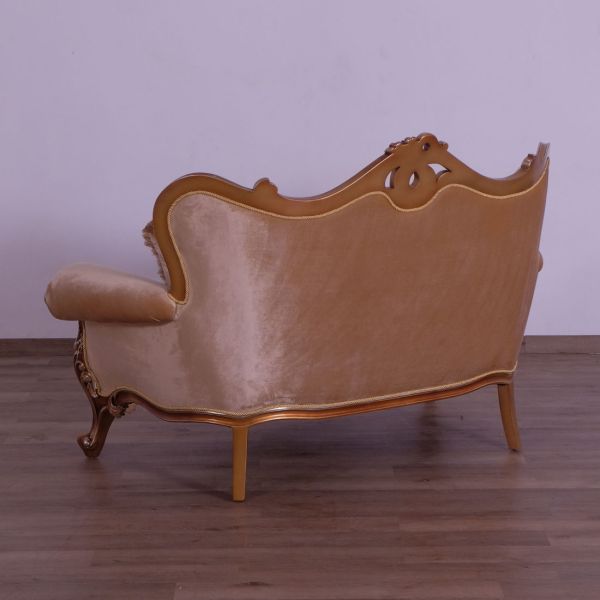 European Furniture - Augustus II Luxury Loveseat in Light Gold & Antique Silver - 37059-L - GreatFurnitureDeal