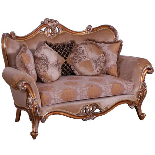 European Furniture - Augustus Luxury Loveseat in Light Gold & Antique Silver - 37057-L - GreatFurnitureDeal