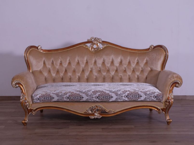 European Furniture - Augustus II Luxury Sofa in Light Gold & Antique Silver - 37059-S - GreatFurnitureDeal