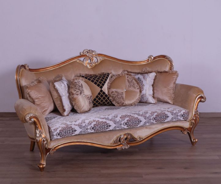 European Furniture - Augustus II Luxury Sofa in Light Gold & Antique Silver - 37059-S - GreatFurnitureDeal