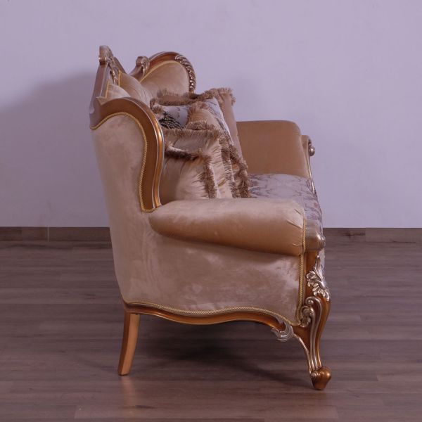 European Furniture - Augustus II Luxury Sofa in Light Gold & Antique Silver - 37059-S - GreatFurnitureDeal