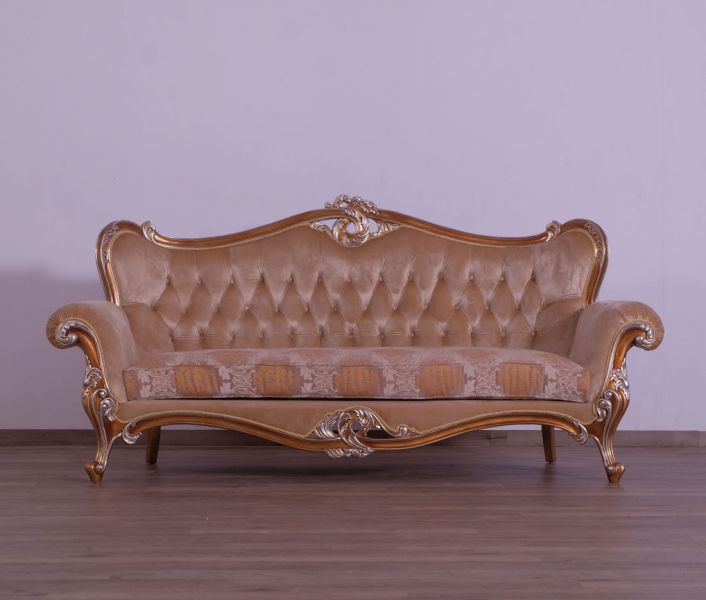 European Furniture - Augustus Luxury Sofa in Light Gold & Antique Silver - 37057-S - GreatFurnitureDeal