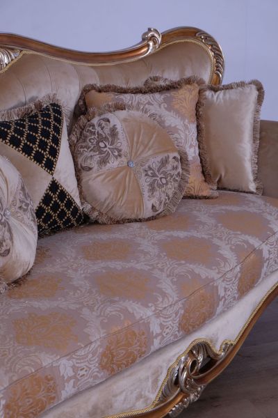 European Furniture - Augustus Luxury Sofa in Light Gold & Antique Silver - 37057-S - GreatFurnitureDeal